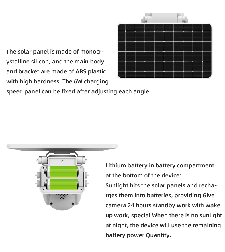 2.4G Wireless WiFi Solar Camera 360° PTZ Color Night Vision Motion Detection Audio Intercom APP Alarm Push 6400mAh Waterproof Home Security Cameras