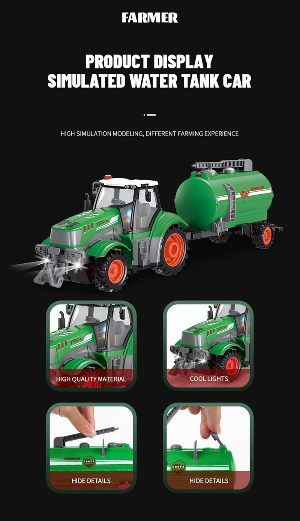 Landi QH205 1/24 27MHZ 4CH RC Car Farmer Series Wood Simulated Transport Model Light Sound Remote Control Toys Boys Dump Truck Engineering Vehicle Set Kids Gifts