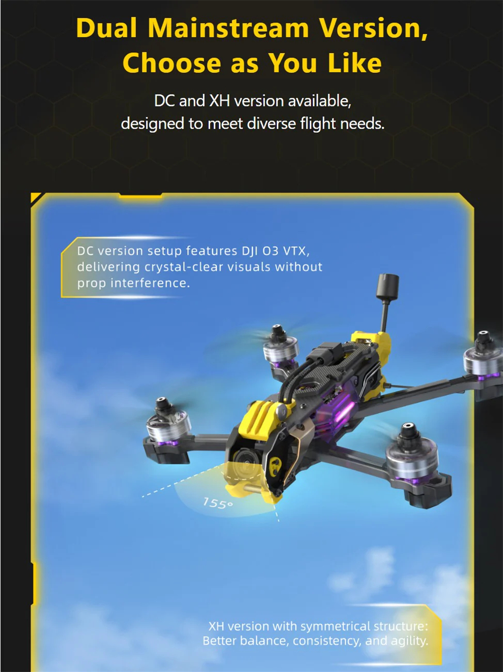 SpeedyBee Mario5 XH 5 Inch 6S Power Kit FPV Racing Drones BNF NO VTX NO Camera Compatible with DJI O4 Pro Air Unit