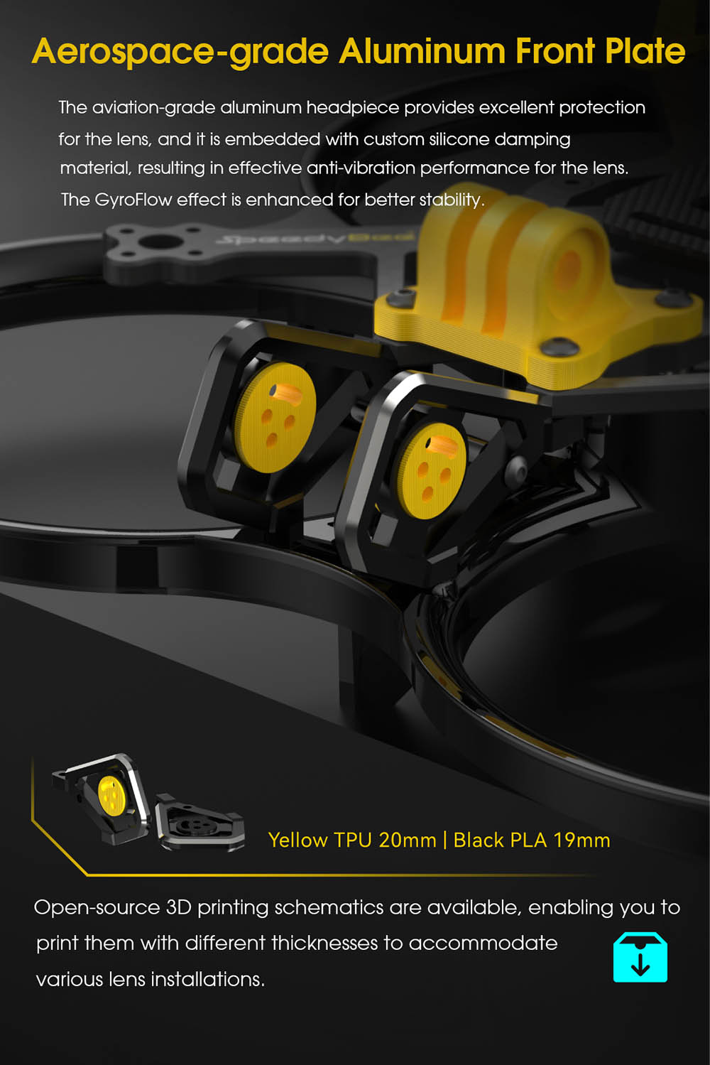 SpeedyBee Bee35 Pro LED 153mm Wheelbase 3.5 Inch Frame Kit Support DJI O3 for DIY CineWhoop RC FPV Racing Drone
