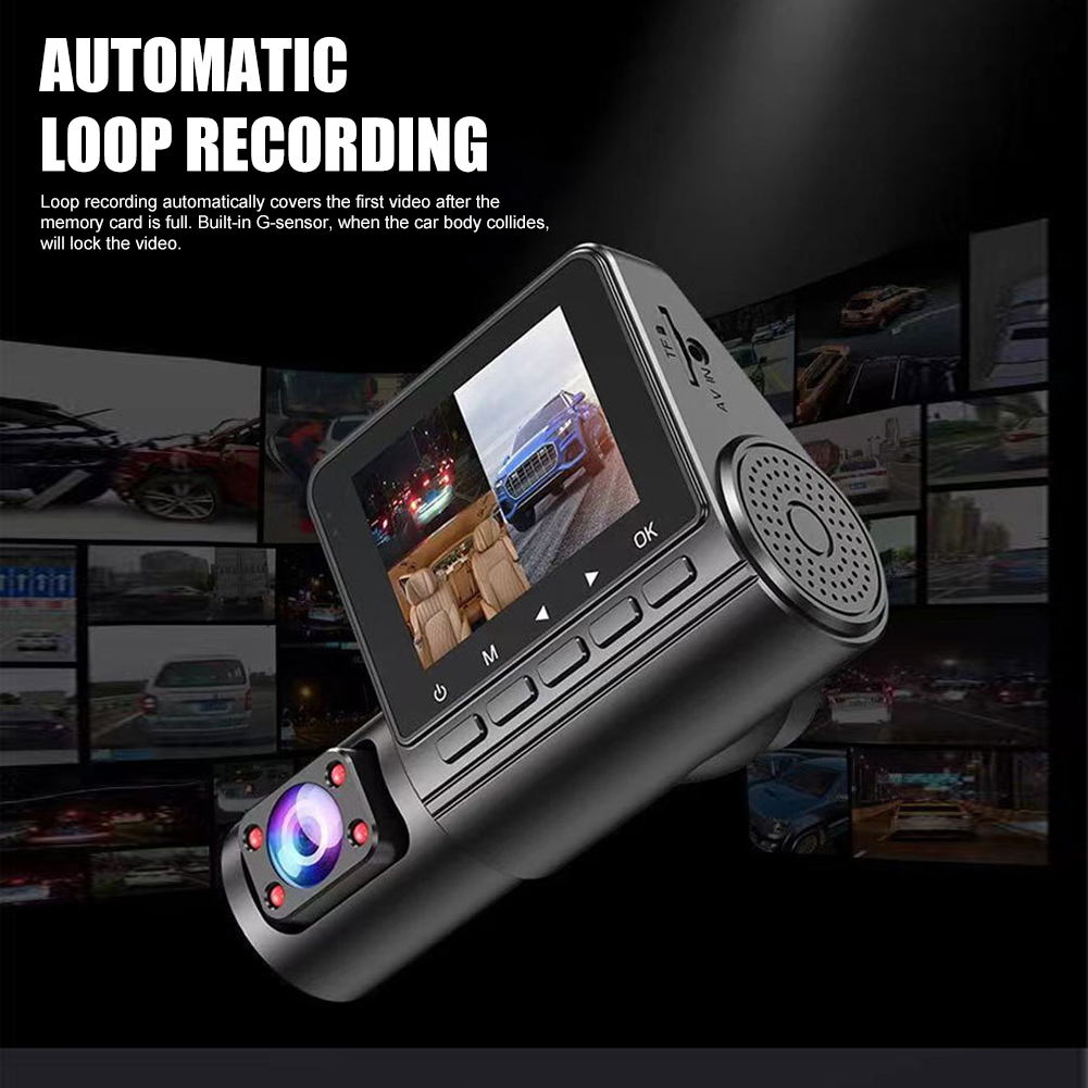 2-Inch Driving Recorder 3-Channel Car DVR High-Definition 1080P Three-Lens Parking Monitoring With Night Vision