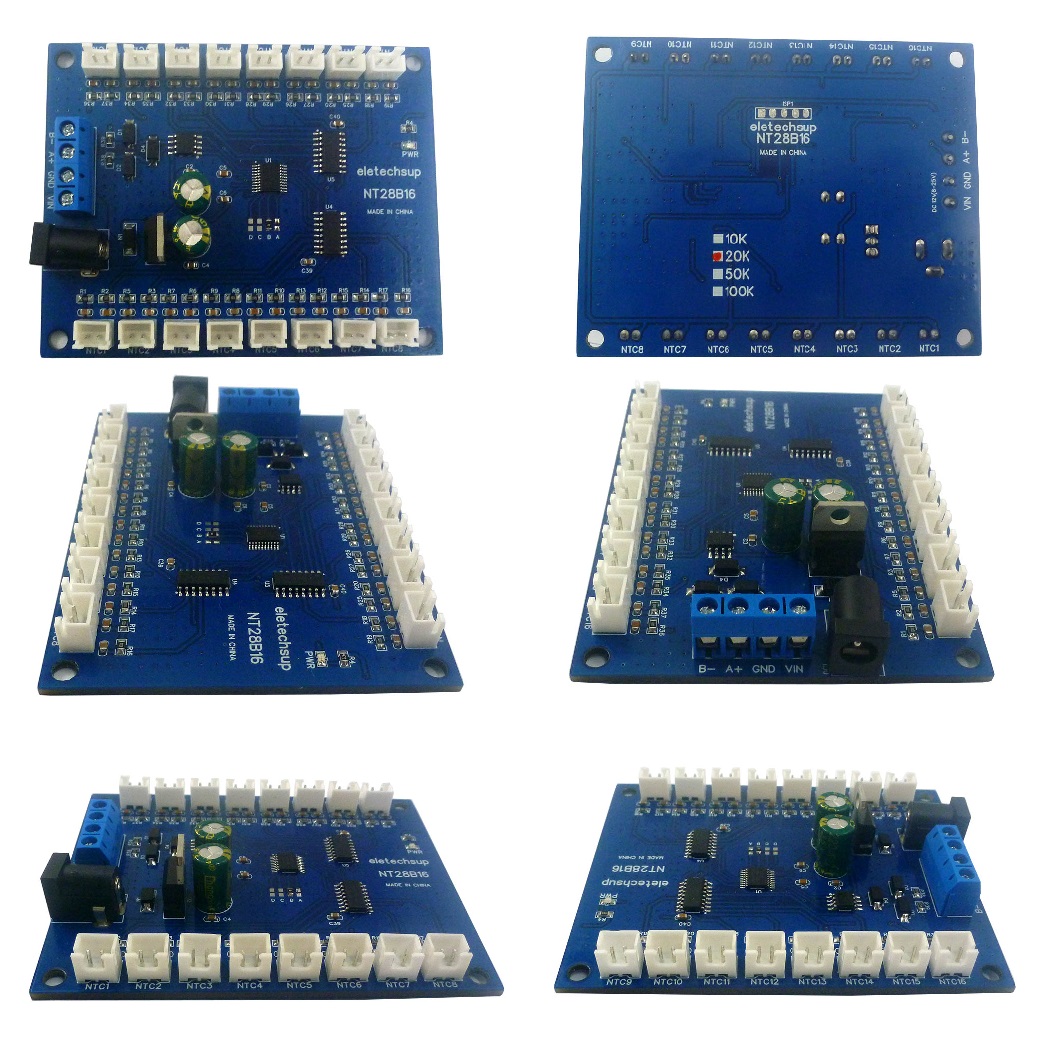 NT28B16 TB438 16Ch RS485 Temperature Data Logger with Modbus RTU&NTC Sensor Module Board