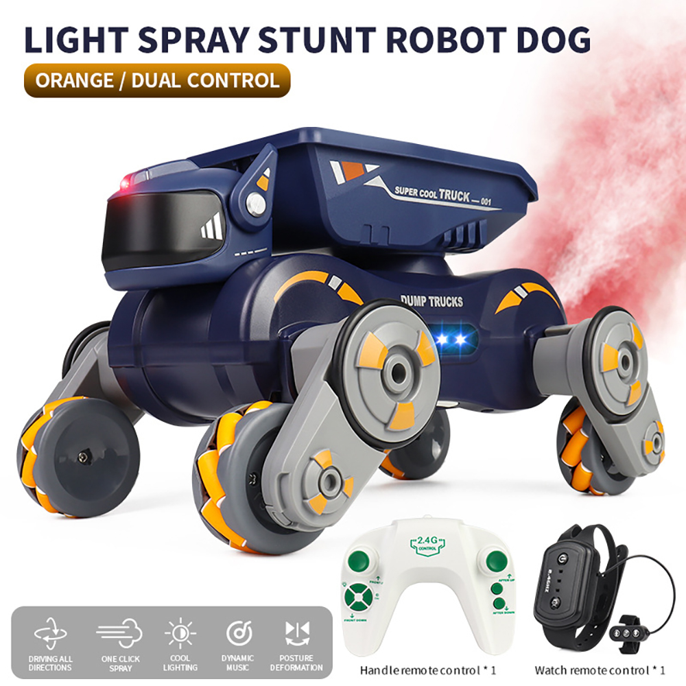 JC013P 2.4G 4WD RC Car Robot Dog Radio Gesture Induction Music Light Stunt Remote Control Car off-Road Control Boys Toys for Children Gifts