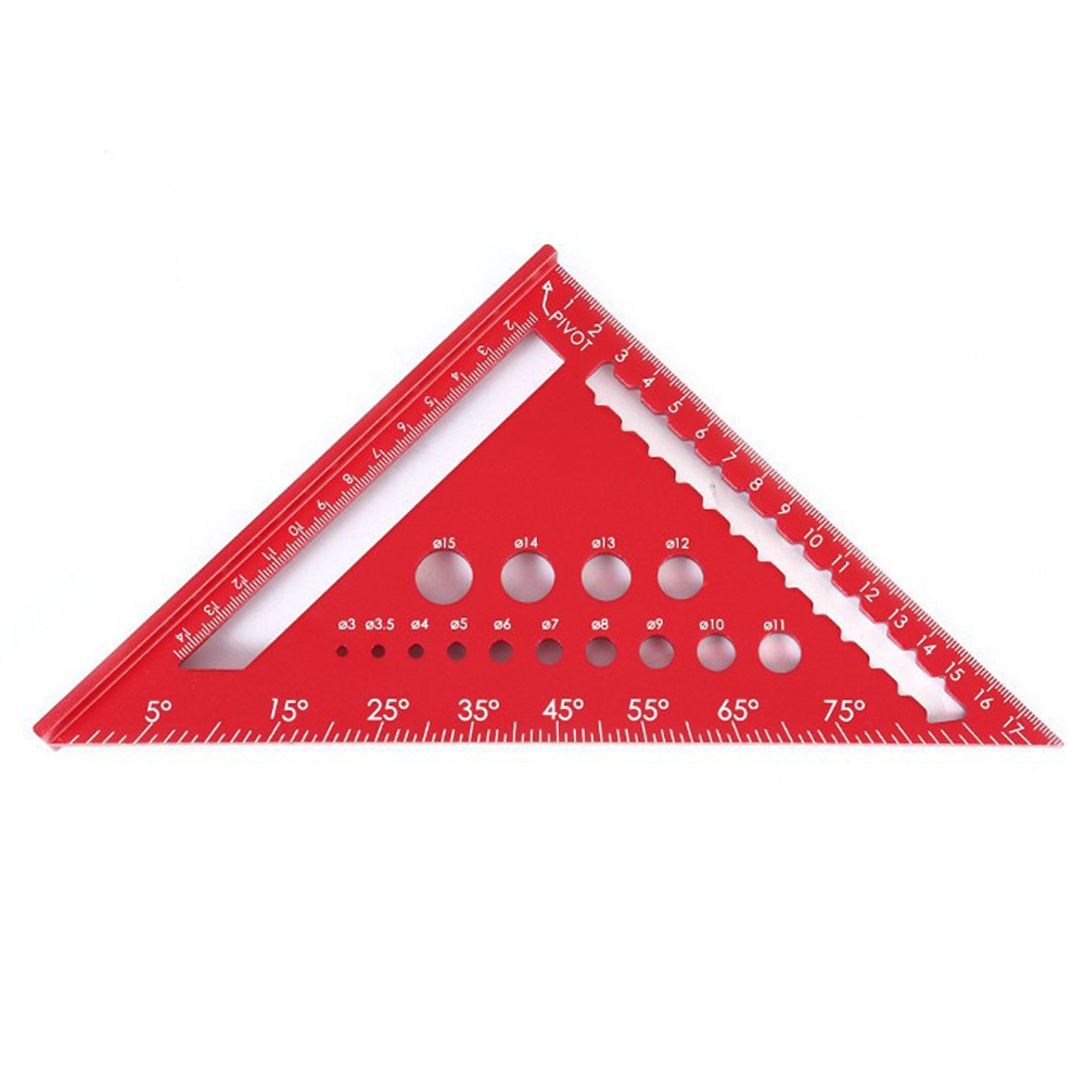 Woodworking Tools Aluminum Alloy Triangle Ruler Hole Square 45 90 Degree Angle Square High Precision Measurement