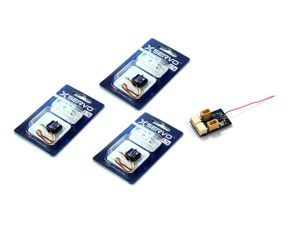 AEORC 3PCS Micro 1.7g Analog Servo With RX14 Mini 4CH Receiver Integrated 5A/1S Brushed ESC for Micro Indoor Airplane Support S-FHSS DSMX/2 Frsky D16 FlySky AFHDS 2A