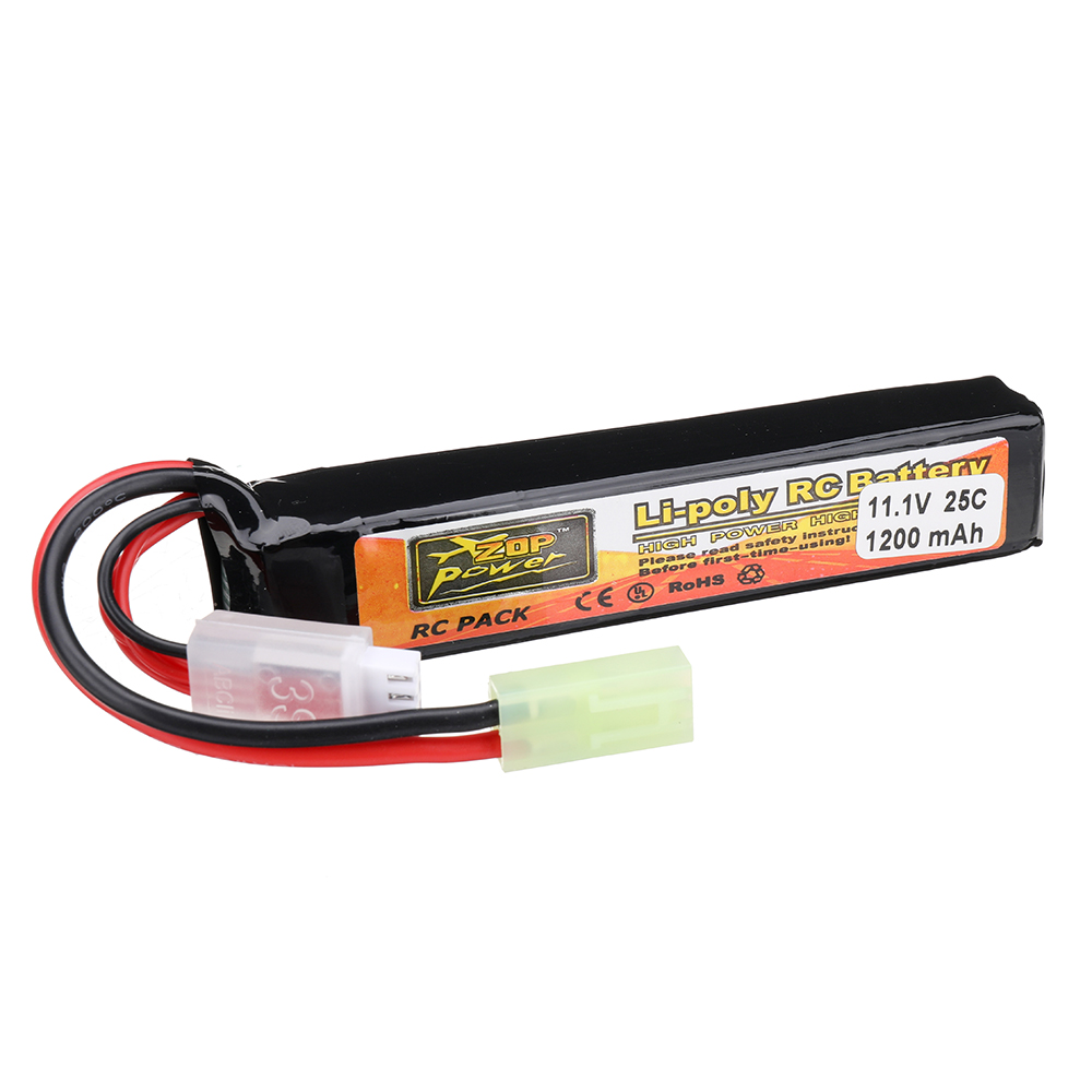 ZOP Power 11.1V 1200mAh 25C 3S LiPo Battery Tamiya Plug With T Plug Adapter Cable for RC Car