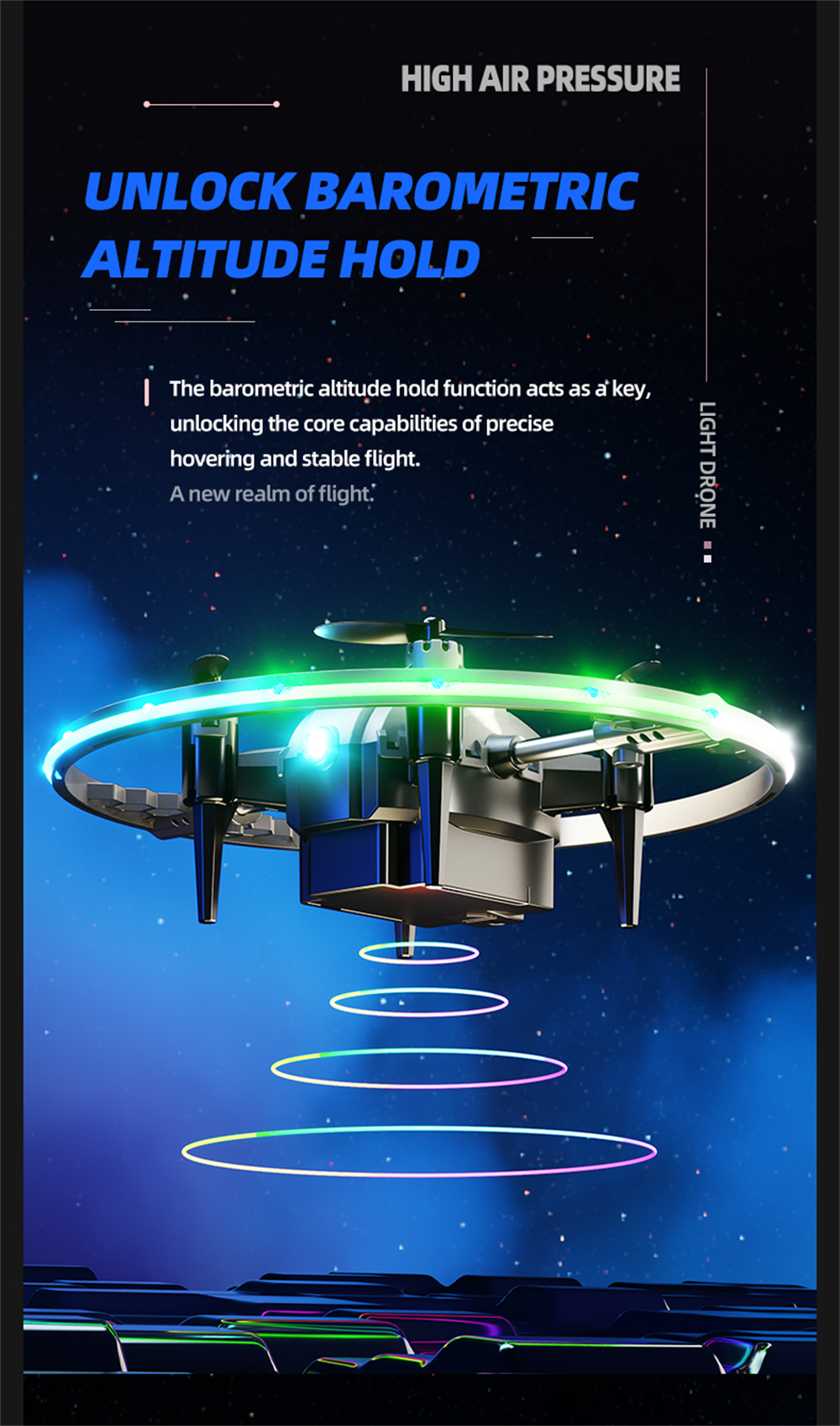 JJRC H131 AURORA BALL Stunt Light Ring 360° Spin Altitude Hold Mode RGB Color LED Circle Protection Kids Gifts 2.4G 4CH 6-Axis Remote Control RC Toys Drone Quadcopter RTF