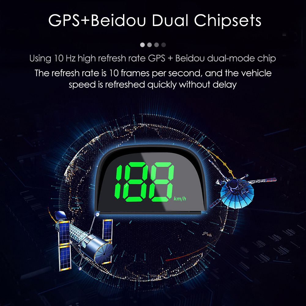 Car GPS HUD Digital Speedometer Display Green Light Plug and Play Big Font Car Electronics Accessories for All Cars