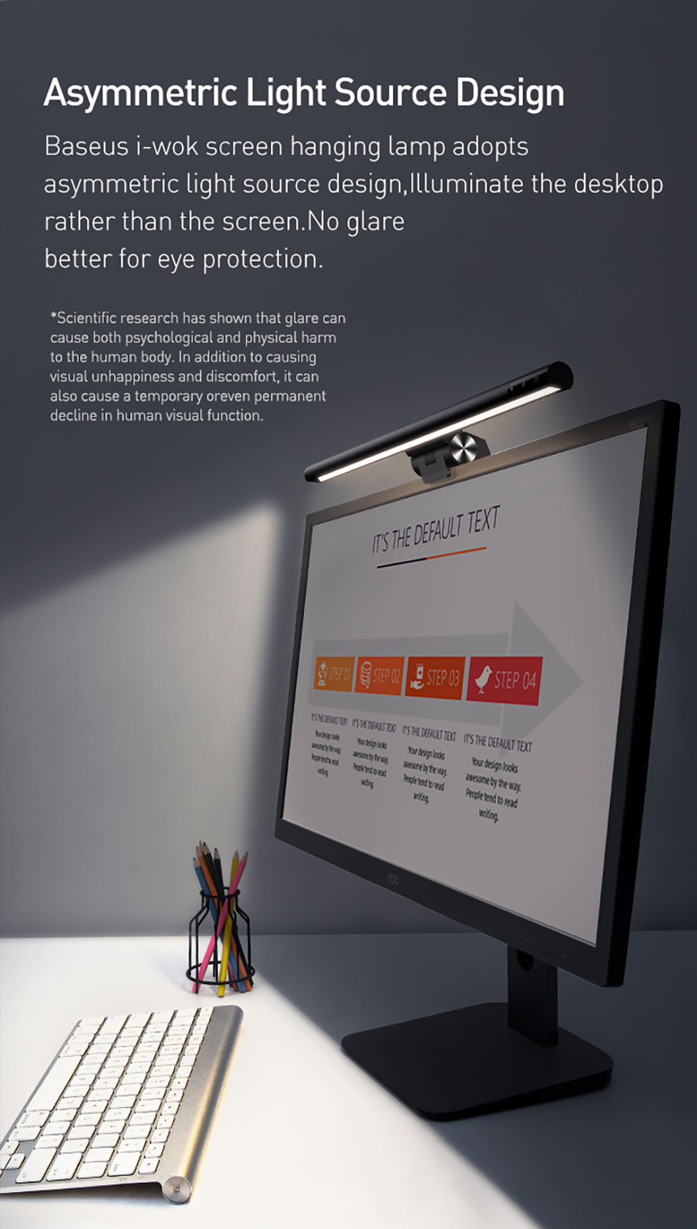 Baseus i-wok Series USB Asymmetric Light Source Screen Hanging Light (Youth) Adjustable Color No Blue Light Hazard Stepless Dimming