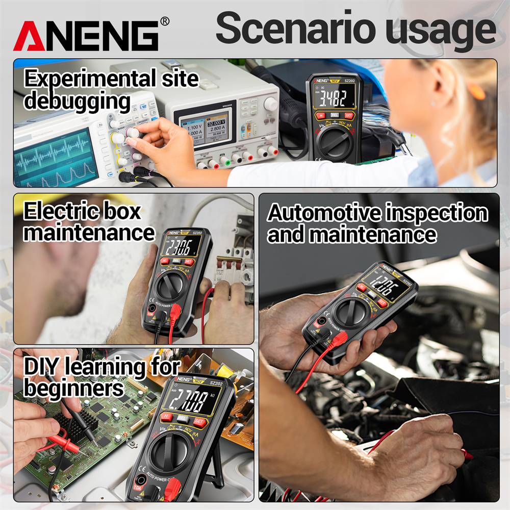 ANENG SZ202 Smart Digital Multimeter 4000 Counts Auto Range AC DC ...