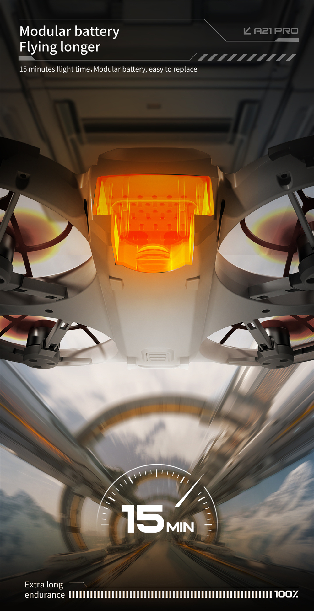 A21 PRO Mechanical Armor Style WiFi FPV with Dual Camera 180° Electrically Adjustable Optical Flow Hover Brushless Circle Fully Enclosed Protection Kids Gifts 2.4G 4CH 6-Axis Remote Control RC Toys Drone Quadcopter RTF