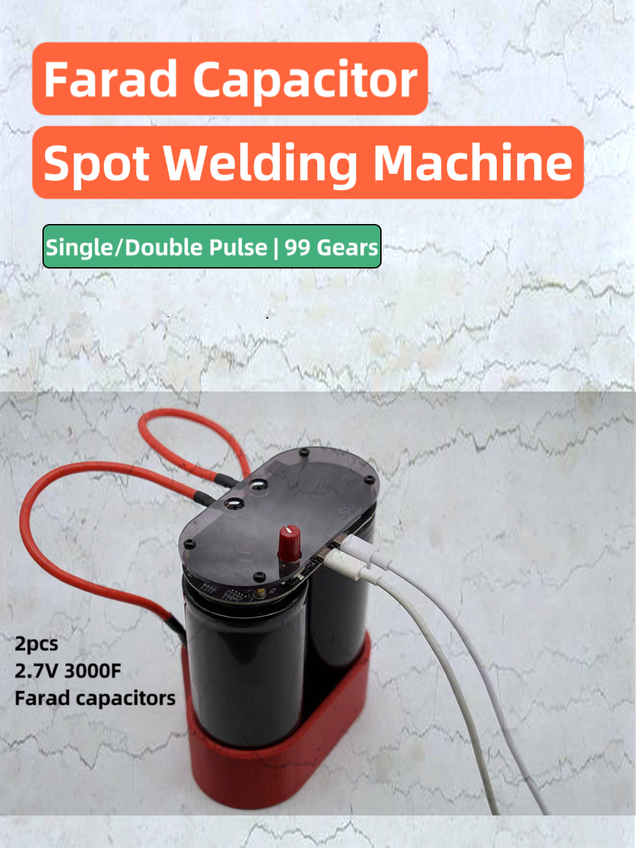 Farad Capacitor Spot Welder OLED Display 2.7V 3000F Spots Welding Machine 99 Gears Semi-automatic Weld Tool Dual Type C Charging