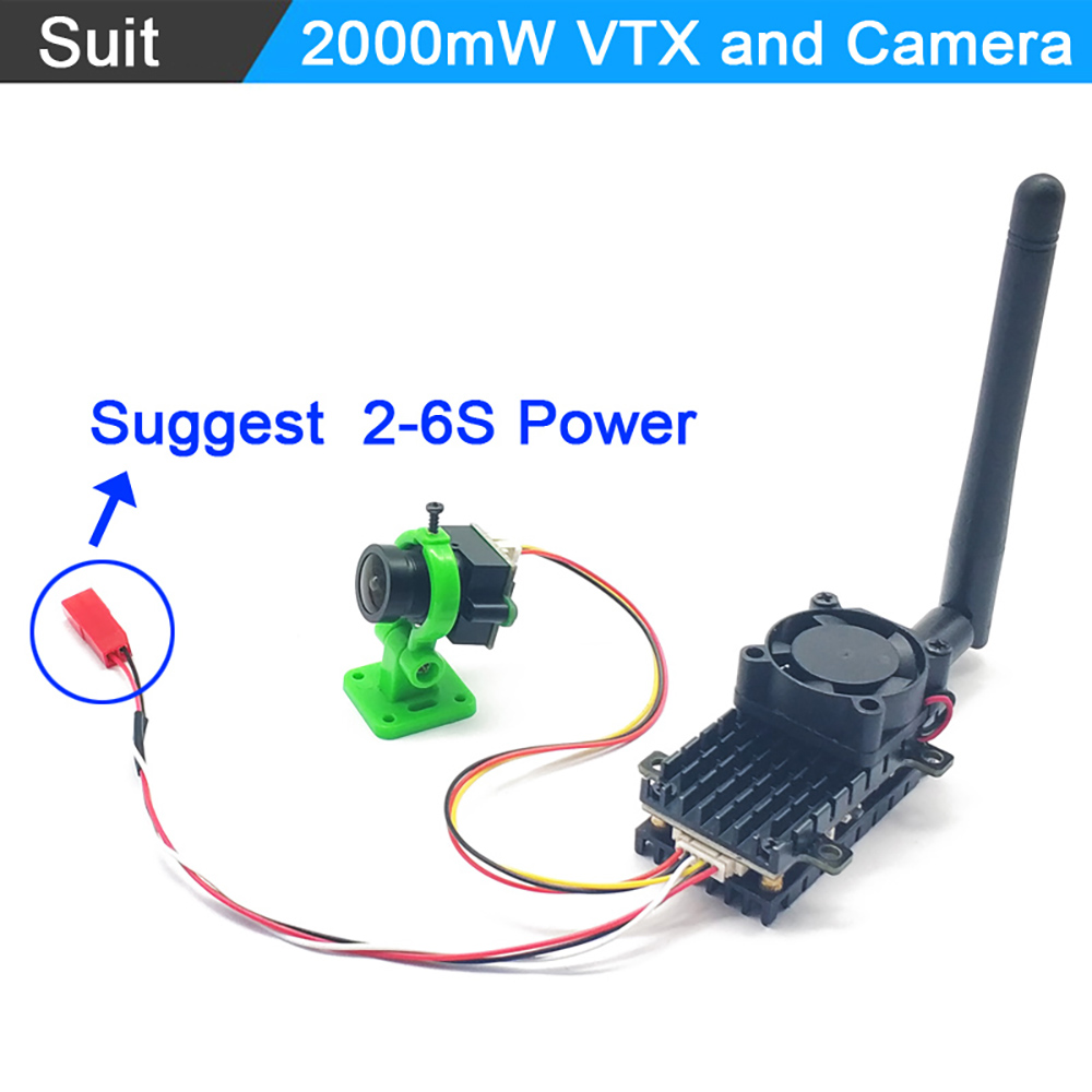 EWRF 5.8Ghz 2W FPV Wireless Transmitter 2000MW 48CH Video AV Audio Sender With 2.8mm CMOS 1000TVL Camera for Long Range RC Drone