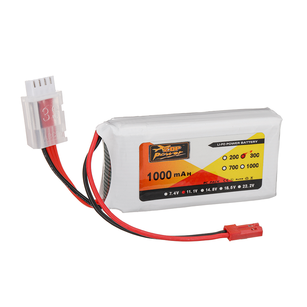 ZOP Power 11.1V 1000mAh 30C 3S LiPo Battery JST Plug for RC Drone