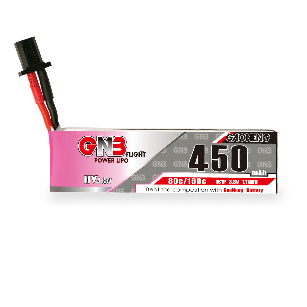 GAONENG GNB 3.8V 450mAh 80C 1S 4.35V HV LiPo Battery GNB27 Plug for TINY7  Moblite7 Walksnail Whoop FPV Racing Drone