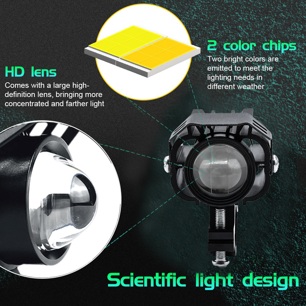 2PCS 9-32V Headlight Fog Flash Light Spotlight LED Light Yellow White For Car Motorcycle