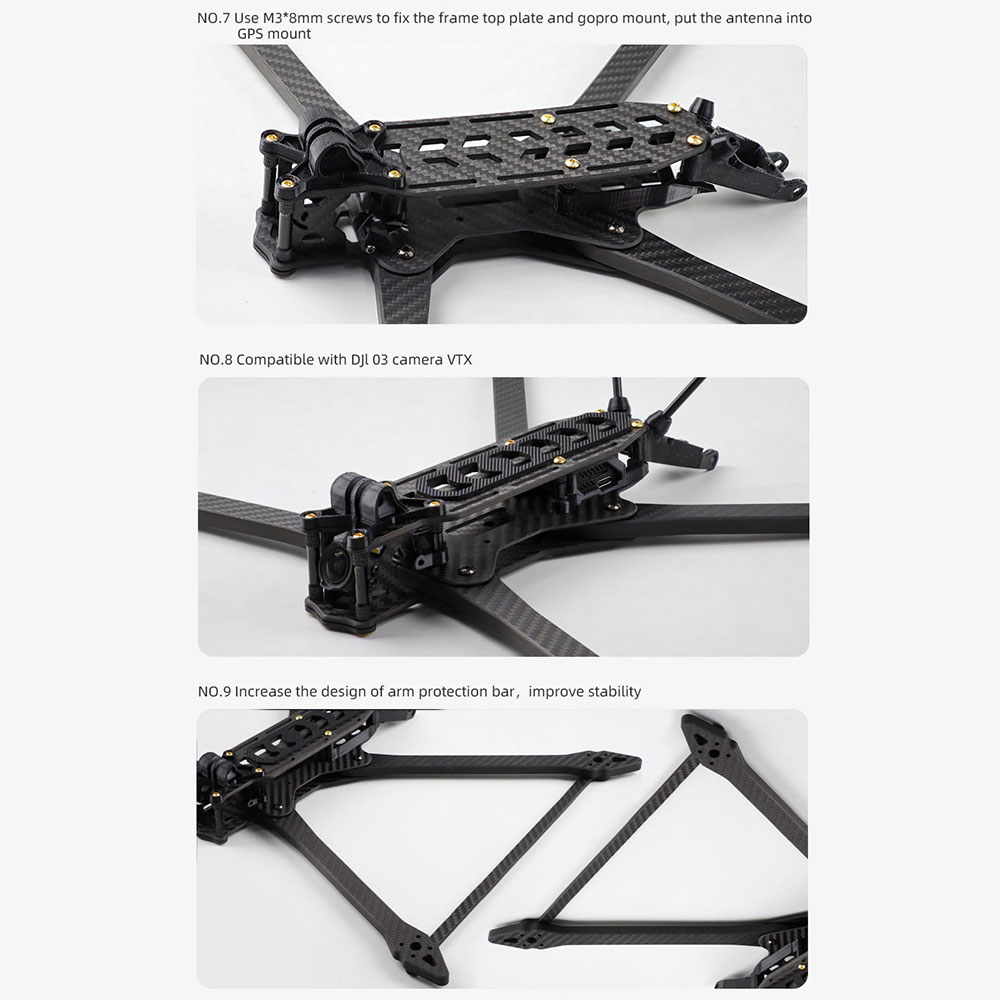 HGLRC Rekon10 PRO 455mm Wheelbase 3K Carbon Fiber 10 Inch Long Range Frame Kit for RC FPV Racing Drone