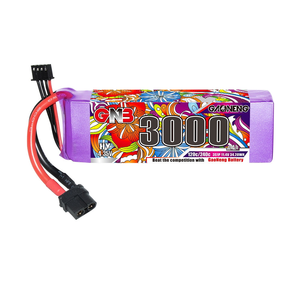 Gaoneng GNB 11.4V 3000mAh 120C 3S LiHV Lipo Battery T / XT60 / XT90 Plug for Helicopter RC FPV Racing Drone