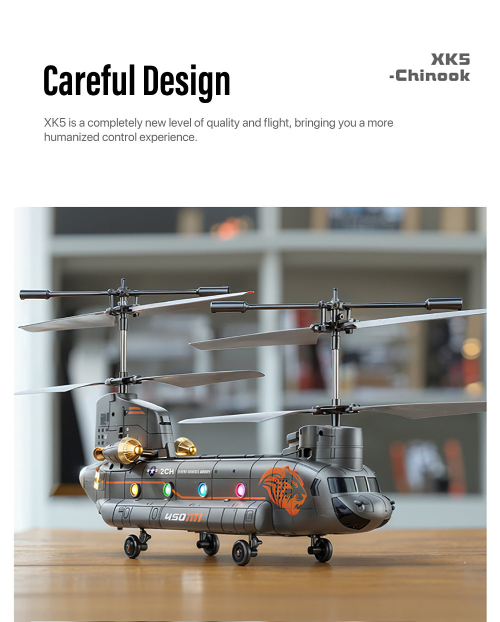 XKS XK5 Chinook 2.4G 3.5CH Dual-propeller Fixed-altitude Simulation RC Helicopter RTF