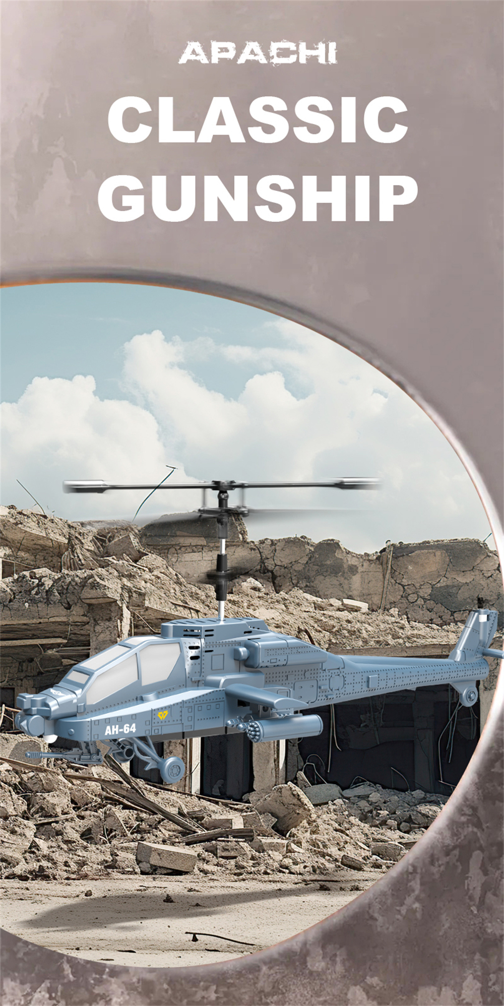 SQN-040 2.4G 3.5CH Apache AH-64 Armed Combat Remote Control Helicopter RTF