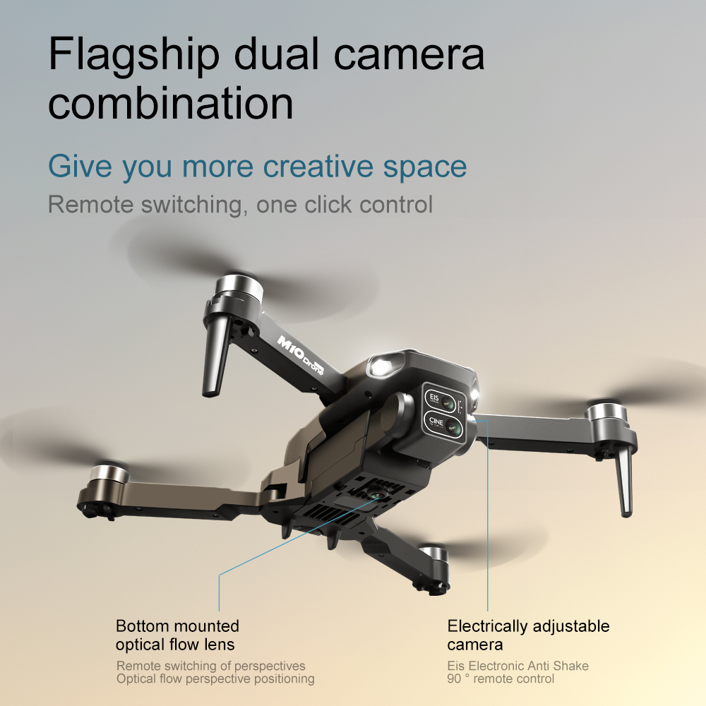 WLRC M10 WiFi FPV with 5.6inch Photographable Detachable Display Screen Controller Dual Camera Servo Gimbal Optical Flow Hover Brushless Foldable RC Drone Quadcopter RTF