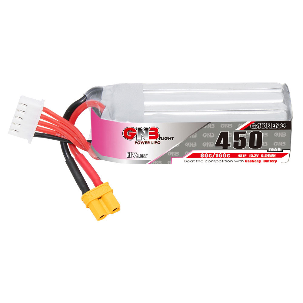 Gaoneng GNB 15.2V 450mAh 80C 4S HV LiPo Battery XT30 Plug for RC Drone