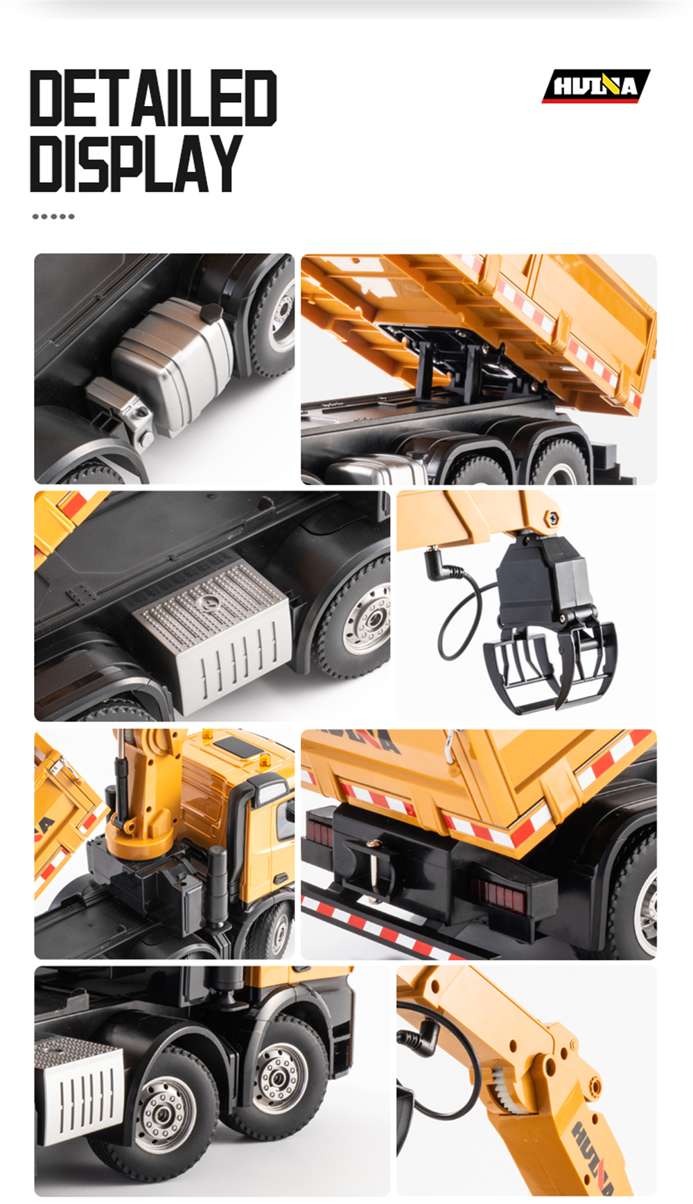 HUINA 1538 1/14 2.4G 26CH Semi-alloy RC Car Grabbing Wood Dump Truck 3-in-1 Vehicle Model RTR