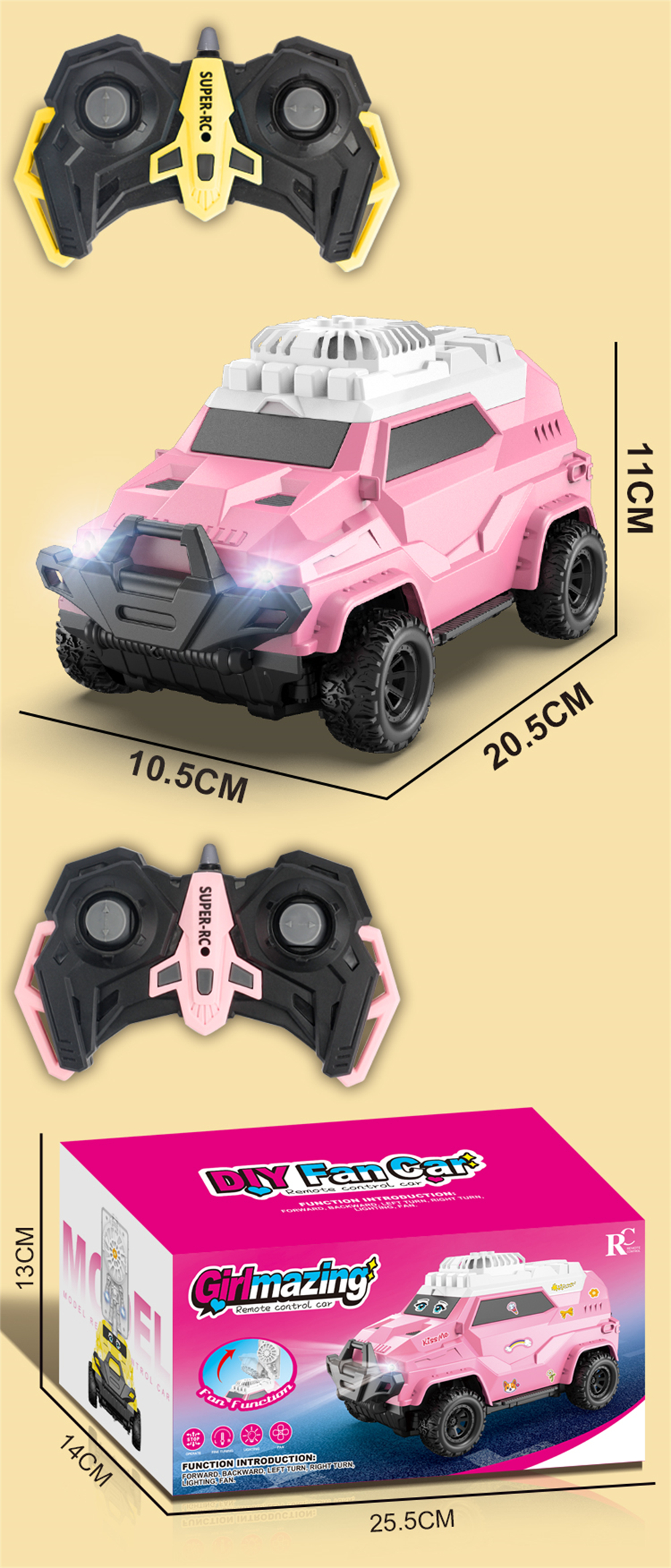 TCS02 2.4 4CH DIY Sticker Remote Control RC Car with Fan RTR Children Toys