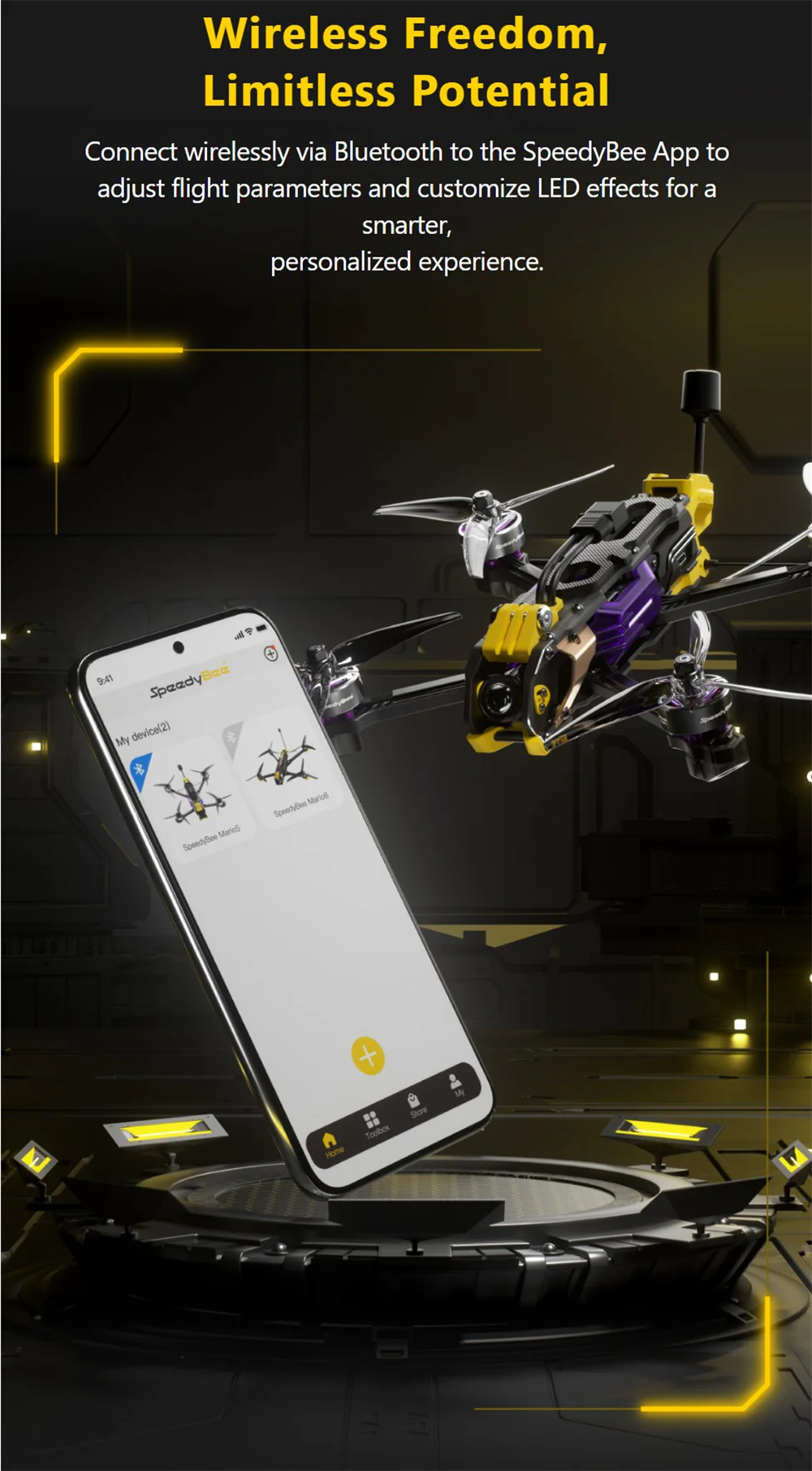 SpeedyBee Mario5 XH 5 Inch 6S Power Kit FPV Racing Drones BNF NO VTX NO Camera Compatible with DJI O4 Pro Air Unit
