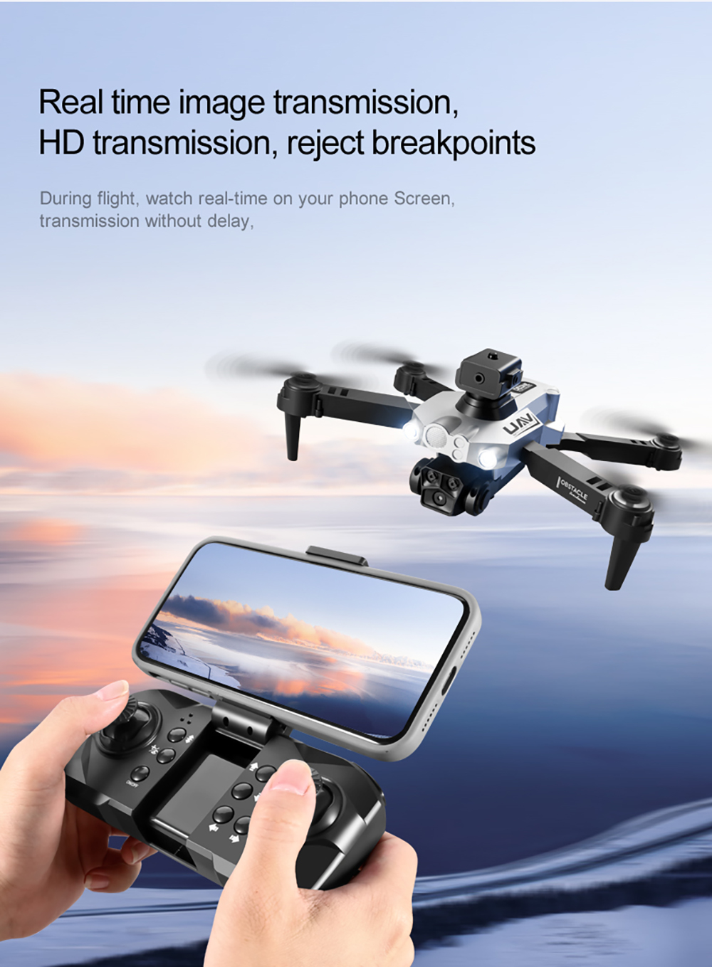 XLURC LU200 WiFi FPV with HD Dual Camera 360° Intelligent Obstacle Avoidance Optical Flow Positioning Foldable RC Drone Quadcopter RTF