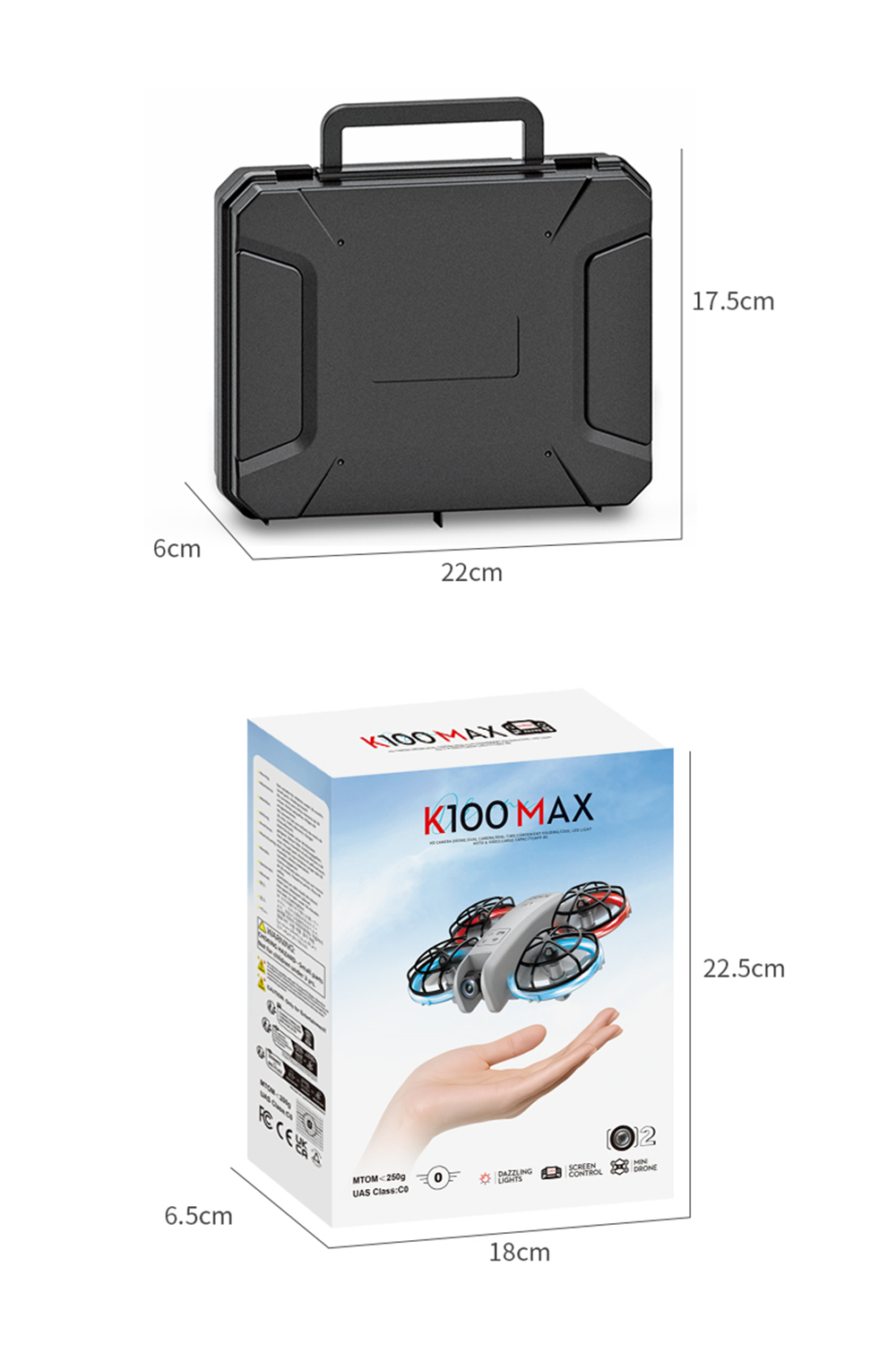 XKJ K100 MAX MINI WiFi FPV with LCD Screen Controller HD Dual Camera Optical Flow Hover Dazzling Lights Circle Protection Kids Gifts 2.4G 4CH 6-Axis Remote Control RC Toys Drone Quadcopter RTF