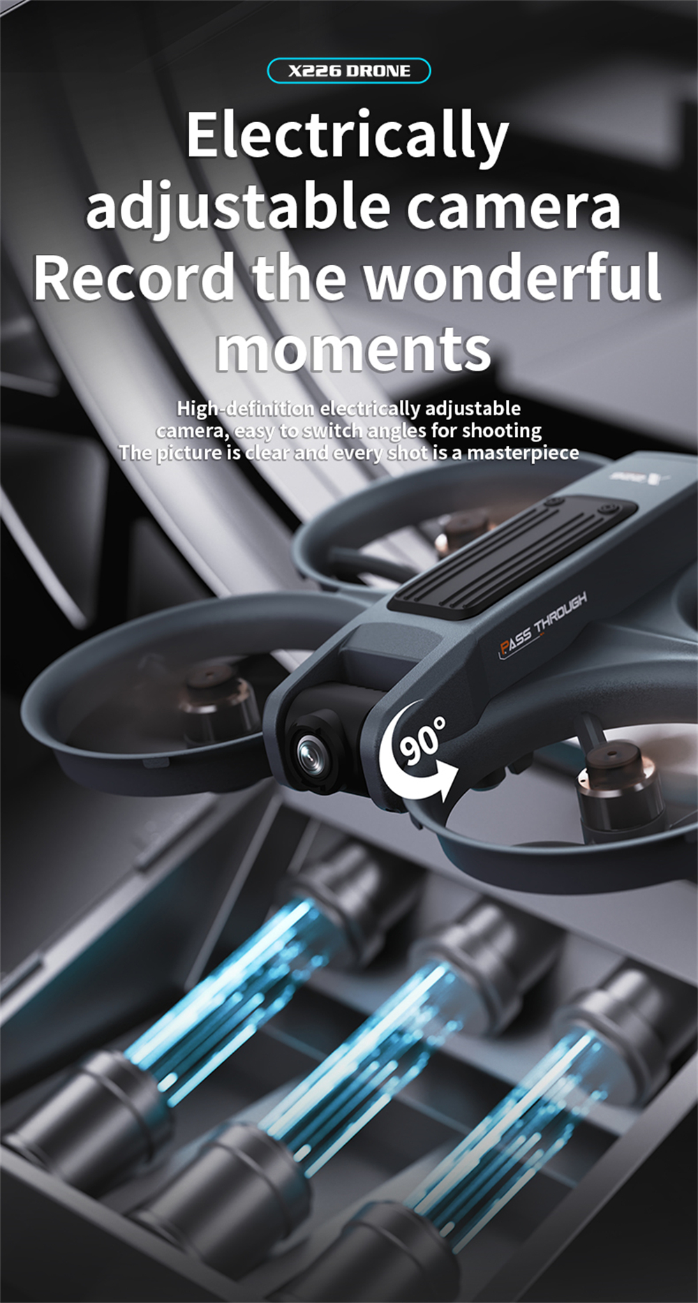 X226 WiFi FPV with Goggles Glasses / 5.9inch LCD Screen Controller HD Dual Camera Electrically Adjustable Optical Flow Hover Circle Protection LED Light Brushless 2.4G 4CH 6-Axis Remote Control Toys RC Drone Quadcopter RTF