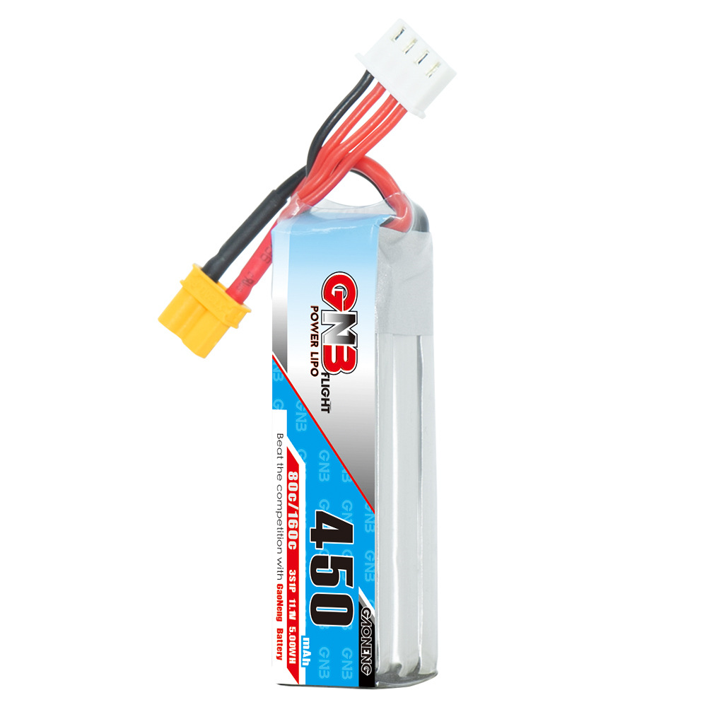 Gaoneng GNB 11.1V 450mAh 80C 3S LiPo Battery XT30 Plug for RC Drone