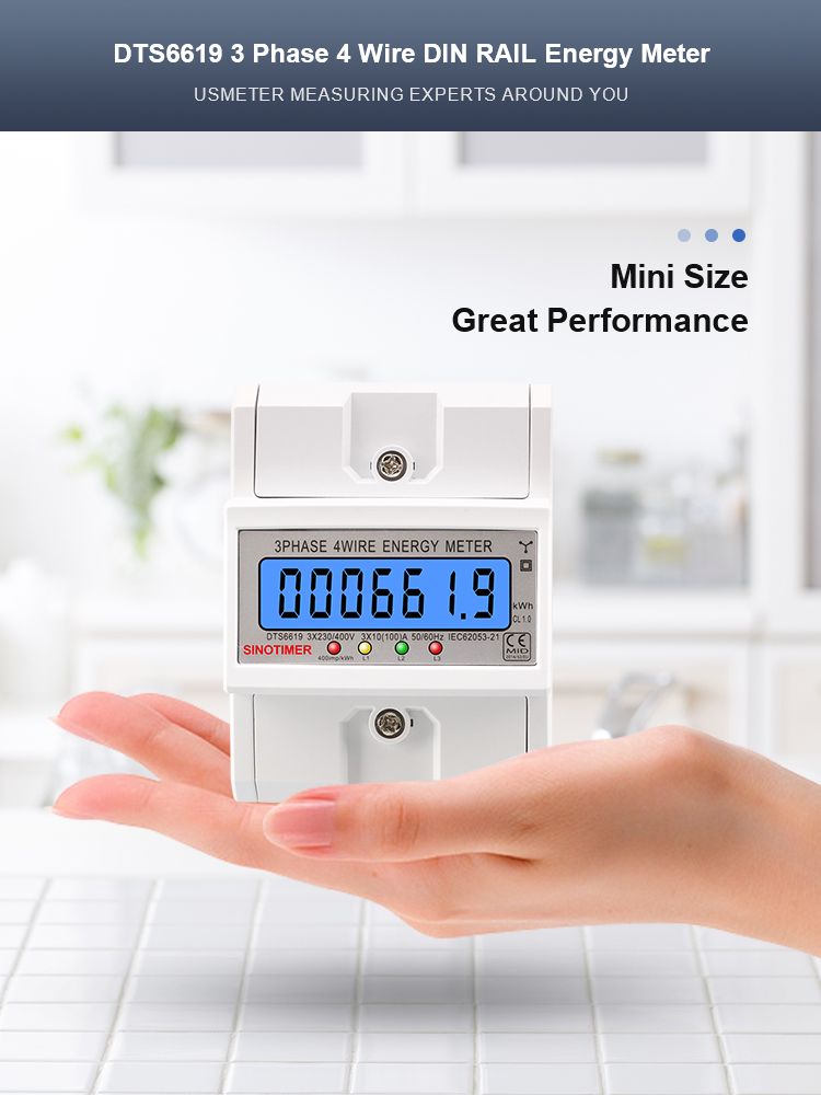 SINOTIMER DTS6619 New Model 100A LCD Digital Display with Backlight Power Meter in Energy Meters Smart Electric Meter 3 Phase Kwh Meter