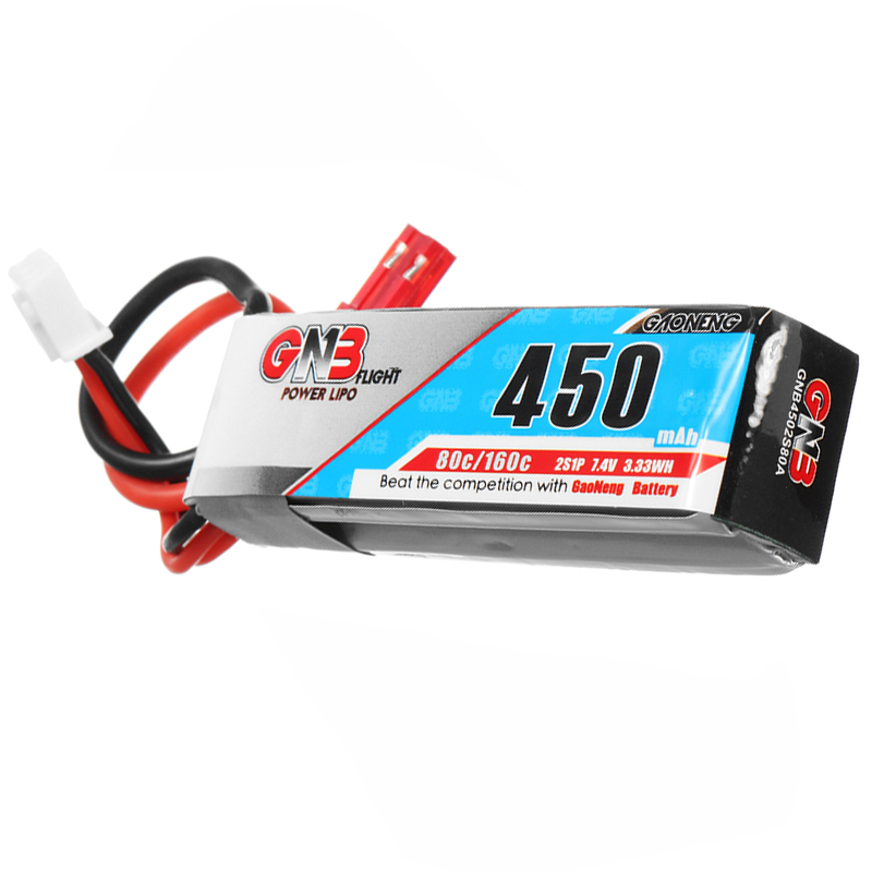 Gaoneng GNB 7.4V 450mAh 80C 2S LiPo Battery JST Plug for RC Drone