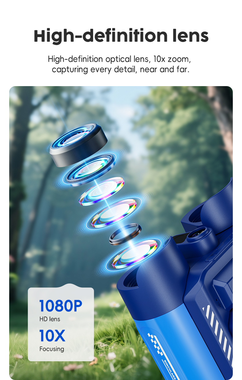 冒険双眼鏡 ナイトビジョン 1080P 10倍焦点合わせ 2.4インチIPS