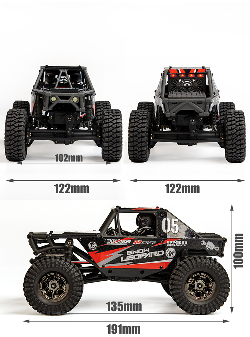 UDIRC UCX2405 UCX2405 PRO RTR 1/24 2.4G 4WD RC Car Rock Crawler Off-Road Climbing Cage Trail Truck Snow Leopard LED Light Full Proportional Vehicles Models Oil Filled Shocks Toys