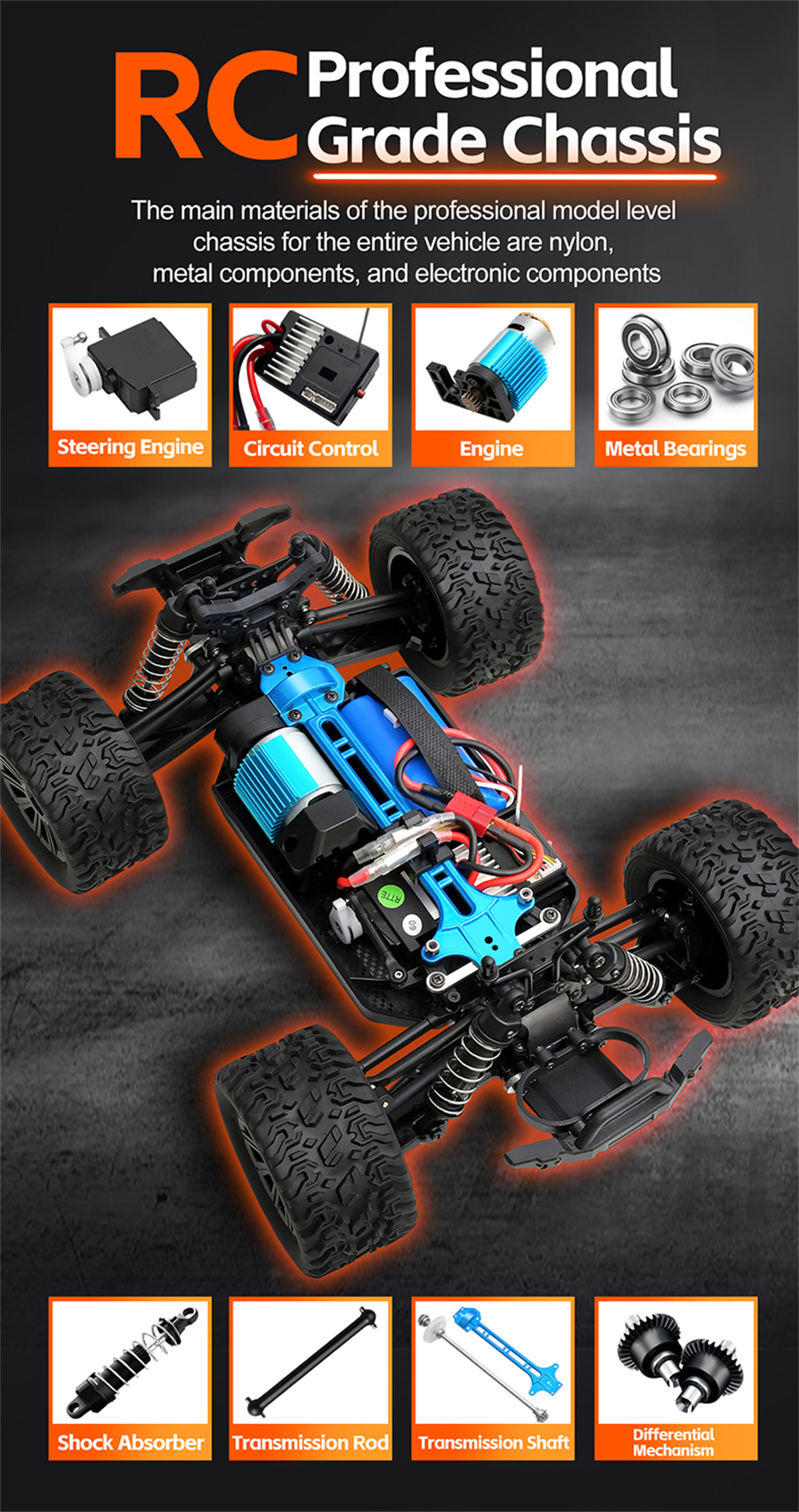 WLtoys 164018 1/16 2.4G 4WD 35KM/H High-speed RC Car Off-road Electric Truck RTR Vehicle Model