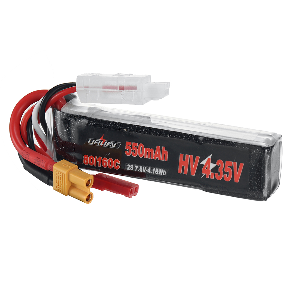 URUAV Power 7.6V 550mAh 80C/160C 2S HV 4.35V LiPo Battery XT30 Plug for RC Drone