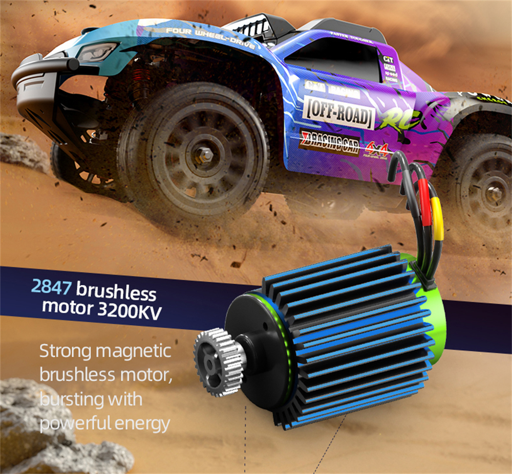 JJRC Q130 PRO 1/14 2.4G 4WD RC Car 40KM/h High Speed Full Proportional Control LED Roof Light Brushless Short Course Off-road Vehicle Models