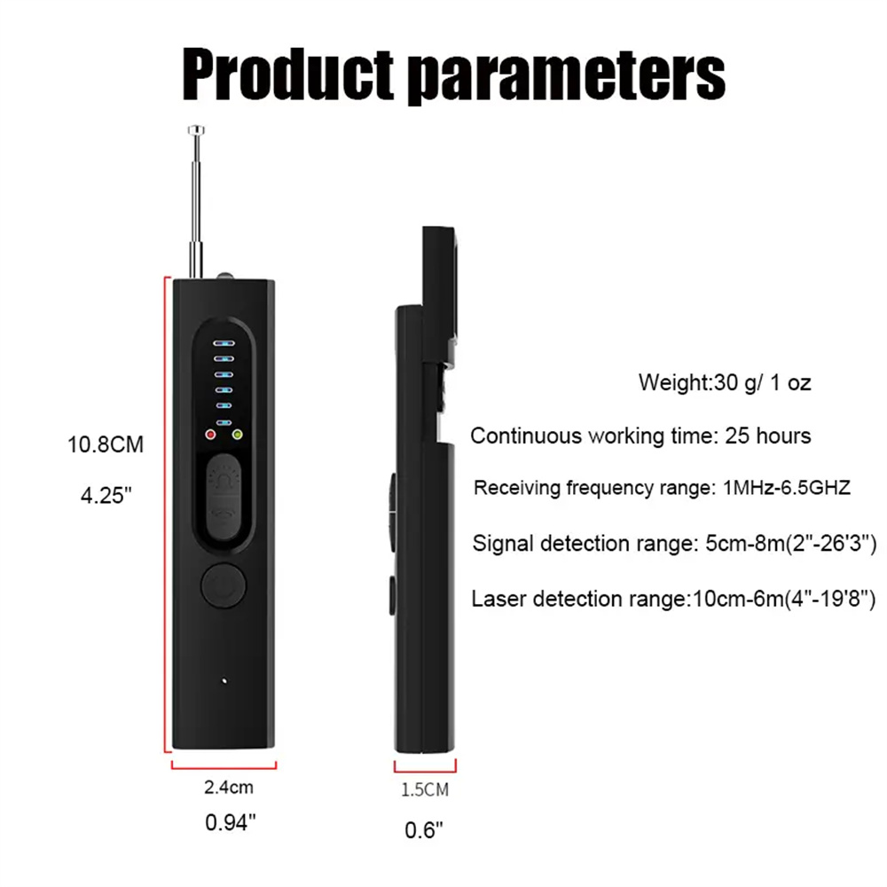 X13 Hide Camera Detector Bug Detector, Listening Device Detector GPS Tracker Detector Bug Sweeper RF Wireless Signal Scanner For Home Office Travel