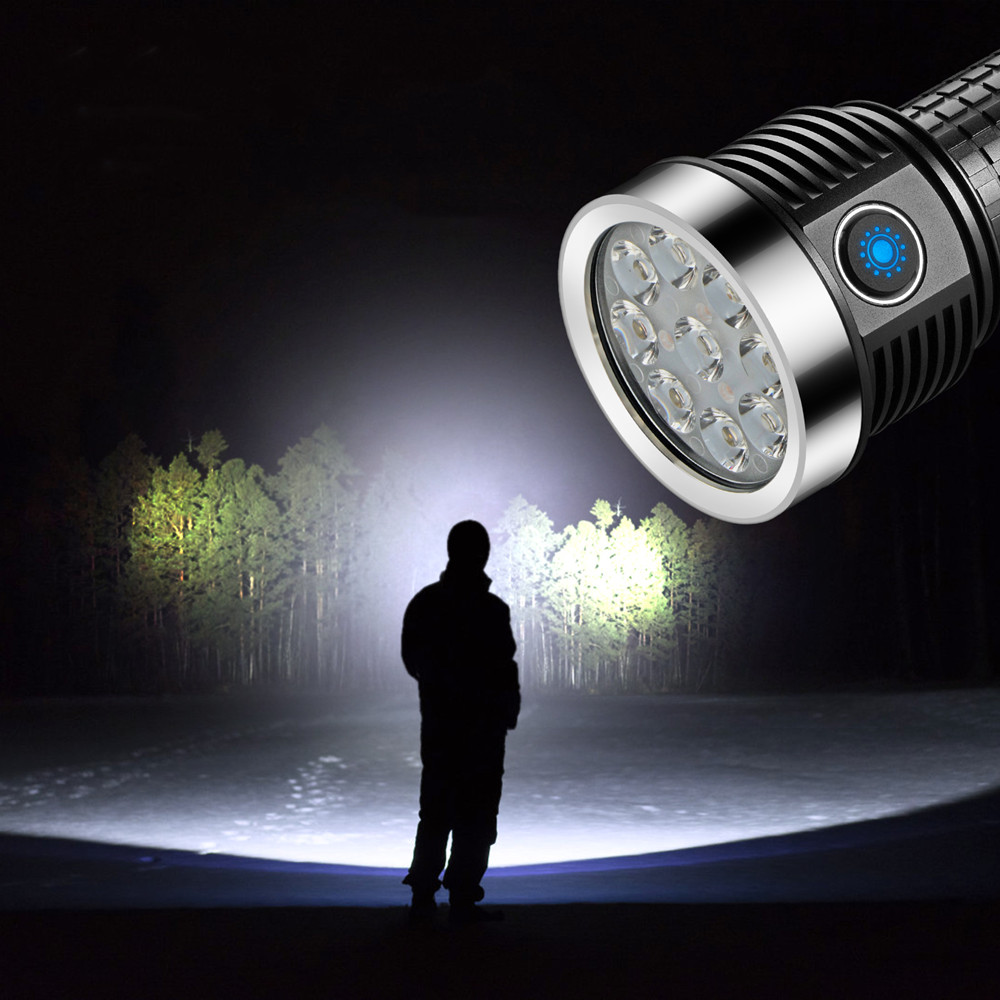 HAIKELITE H9 9*LH351D LED Strong Light Flashlight High Powered 26800 Battery Portable Torch Type-C Rechargeable LED Lamp Outdoor Hiking Camping Hunting Search Light