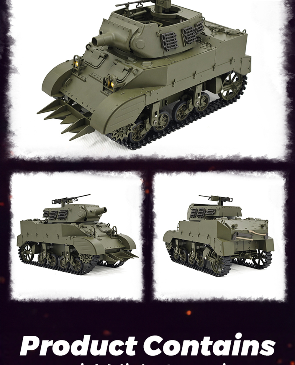 Coolbank M8 G2079 1/16 2.4G RC Tank Simulated Sound Light Smoke Two Speed Vehicle Models RTR