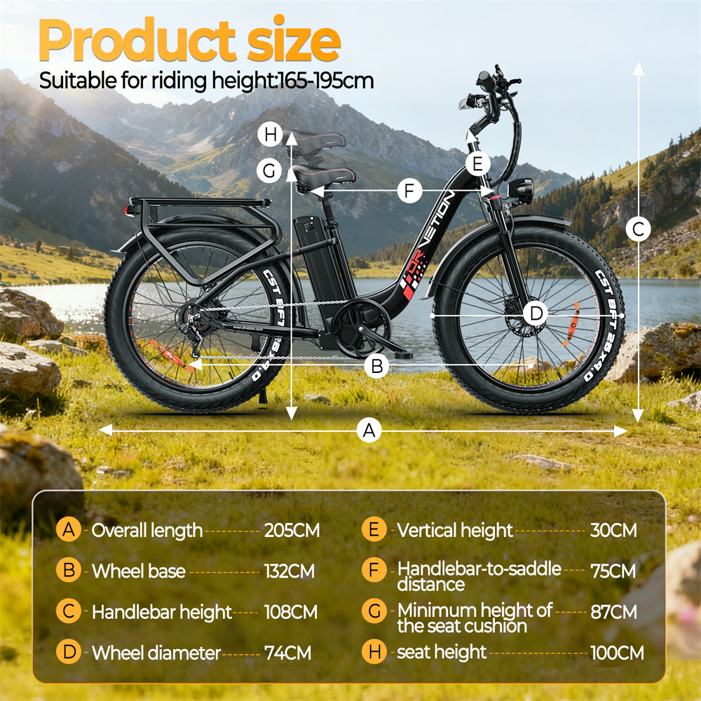 [EU Direct] DRVETION CTR26 Electric Bike 48V 15AH SamsungBattery 1000W Motor Recommended Top Speed 25KM/H 26Inch Tires 60-90KM Max Mileage 200KG Max Load Folding Electric Bicycle
