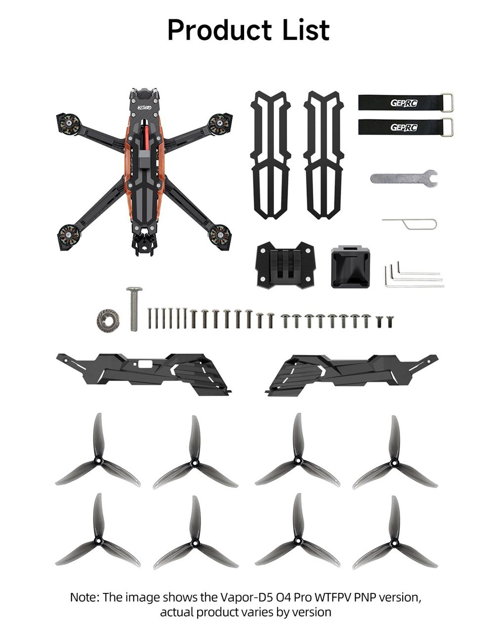 GEPRC Vapor D5 238mm 5 Inch 6S Freestyle RC WTFPV Drone PNP NO VTX NO Camera Compatible with DJI O4 Pro Air Unit