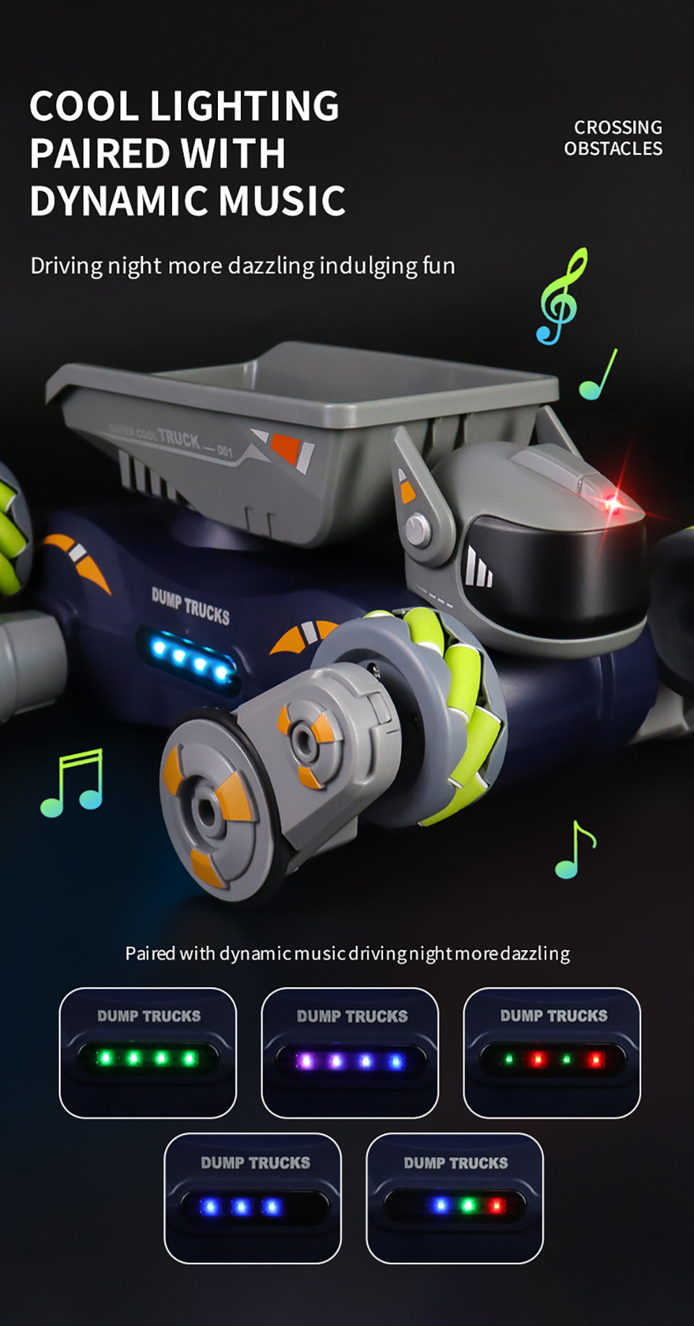 JC013P 2.4G 4WD RC Car Robot Dog Radio Gesture Induction Music Light Stunt Remote Control Car off-Road Control Boys Toys for Children Gifts