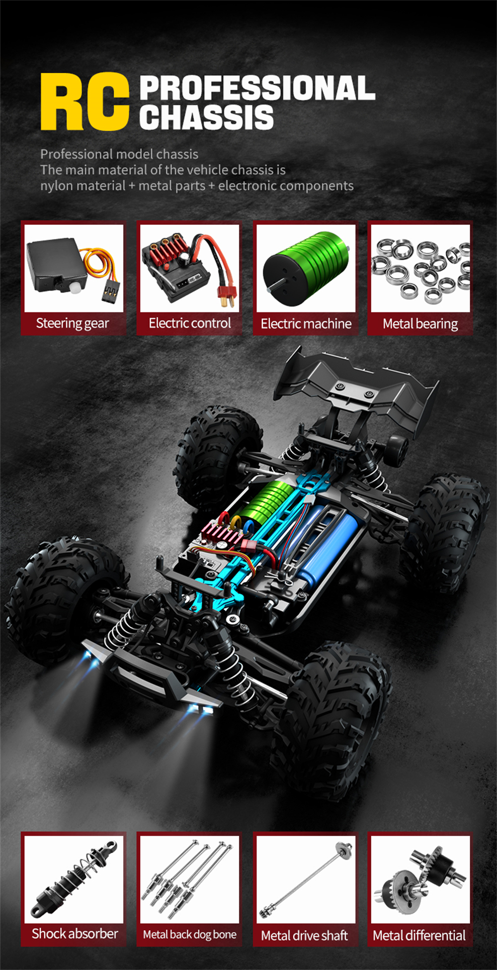 JJRC Q117-B 1/16 2.4G 4WD High Speed RC Car Brushless Motor RC Racing Car Drift Off Road Vehicle Gift Toy 70 KM/h
