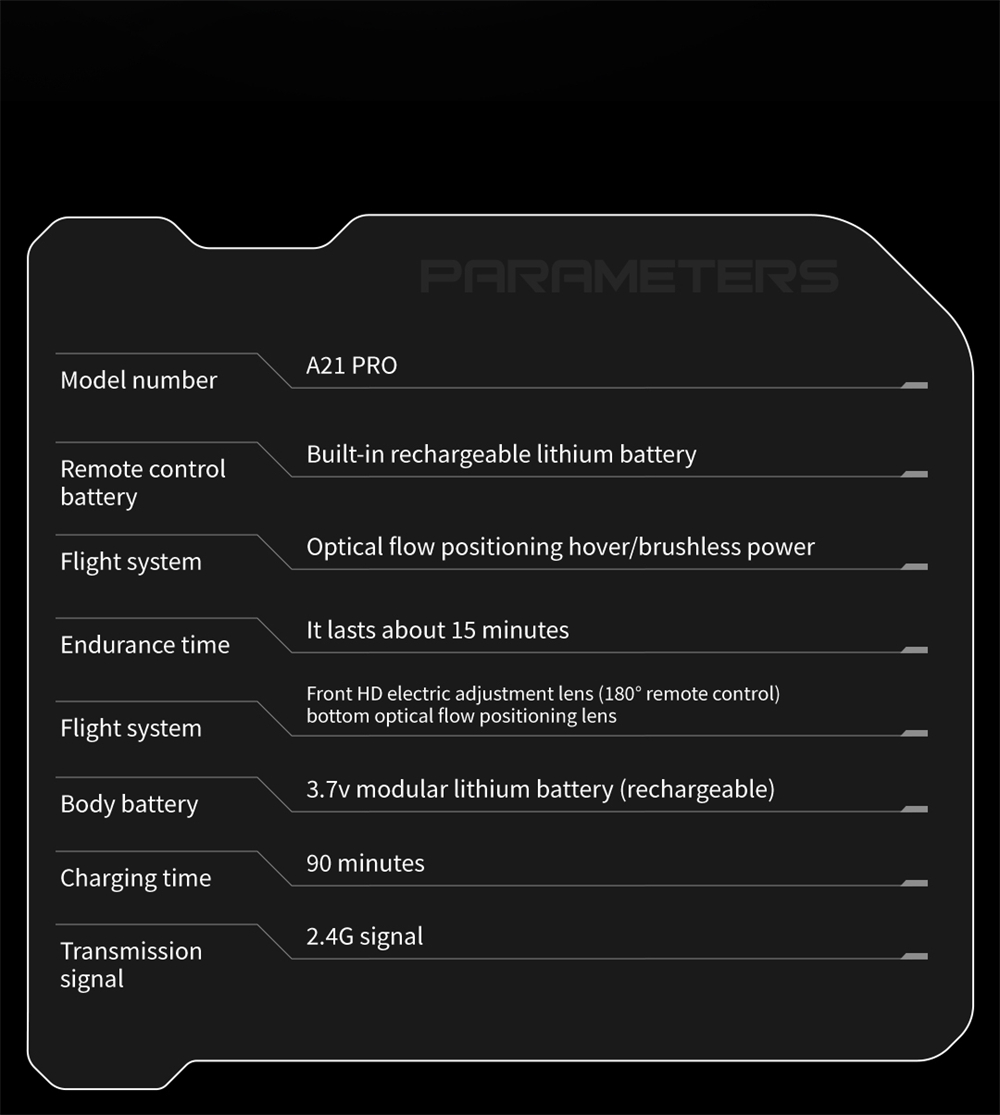 A21 PRO Mechanical Armor Style WiFi FPV with Dual Camera 180° Electrically Adjustable Optical Flow Hover Brushless Circle Fully Enclosed Protection Kids Gifts 2.4G 4CH 6-Axis Remote Control RC Toys Drone Quadcopter RTF