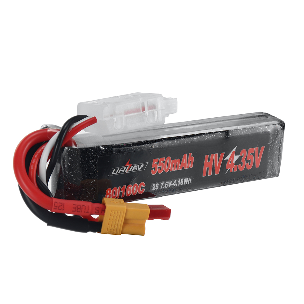 URUAV Power 7.6V 550mAh 80C/160C 2S HV 4.35V LiPo Battery XT30 Plug for RC Drone