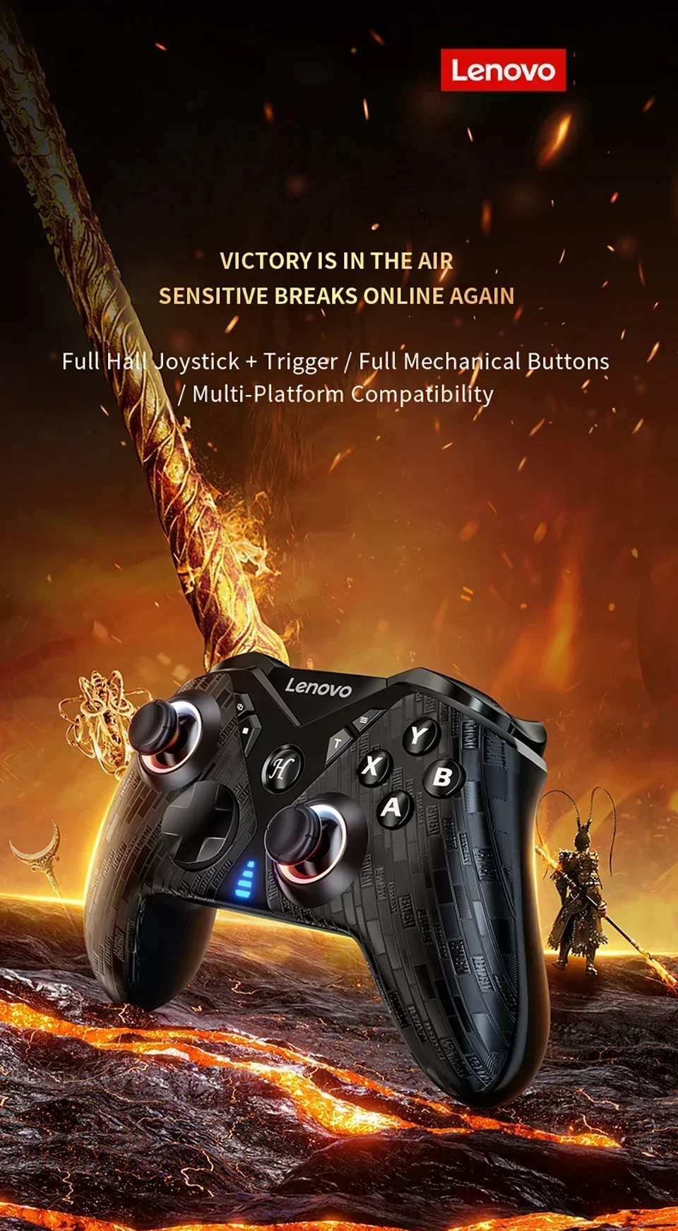 Lenovo S05 RGB Wireless Gaming Controller 1000Hz Wired+200Hz